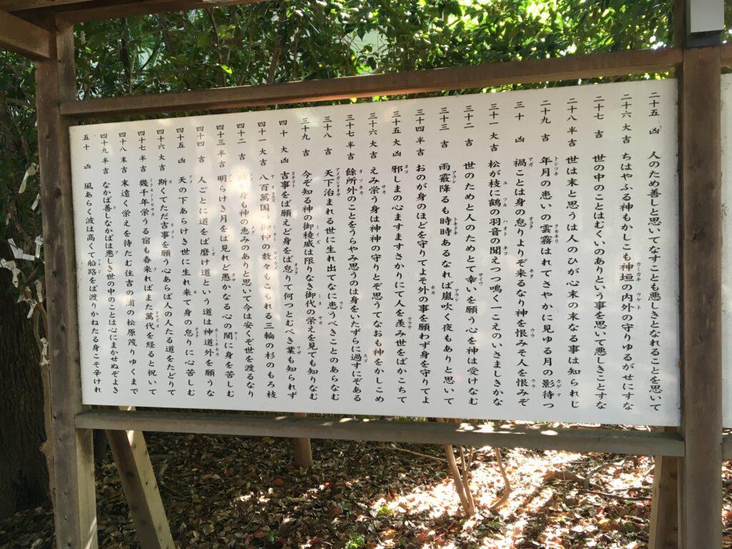 王子神社（東京北区）のおみくじの神歌