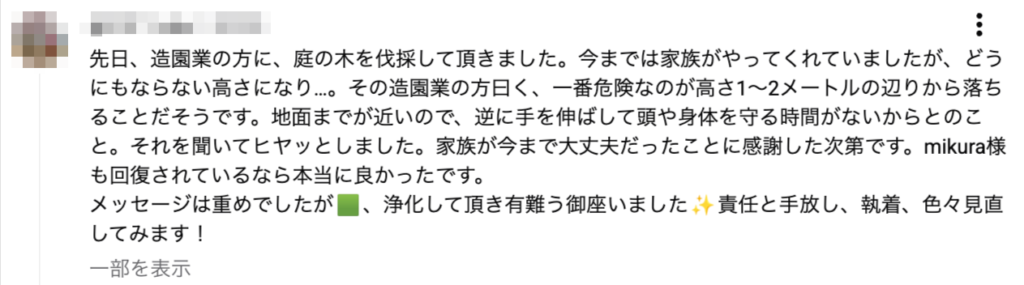 YouTube動画のコメント
